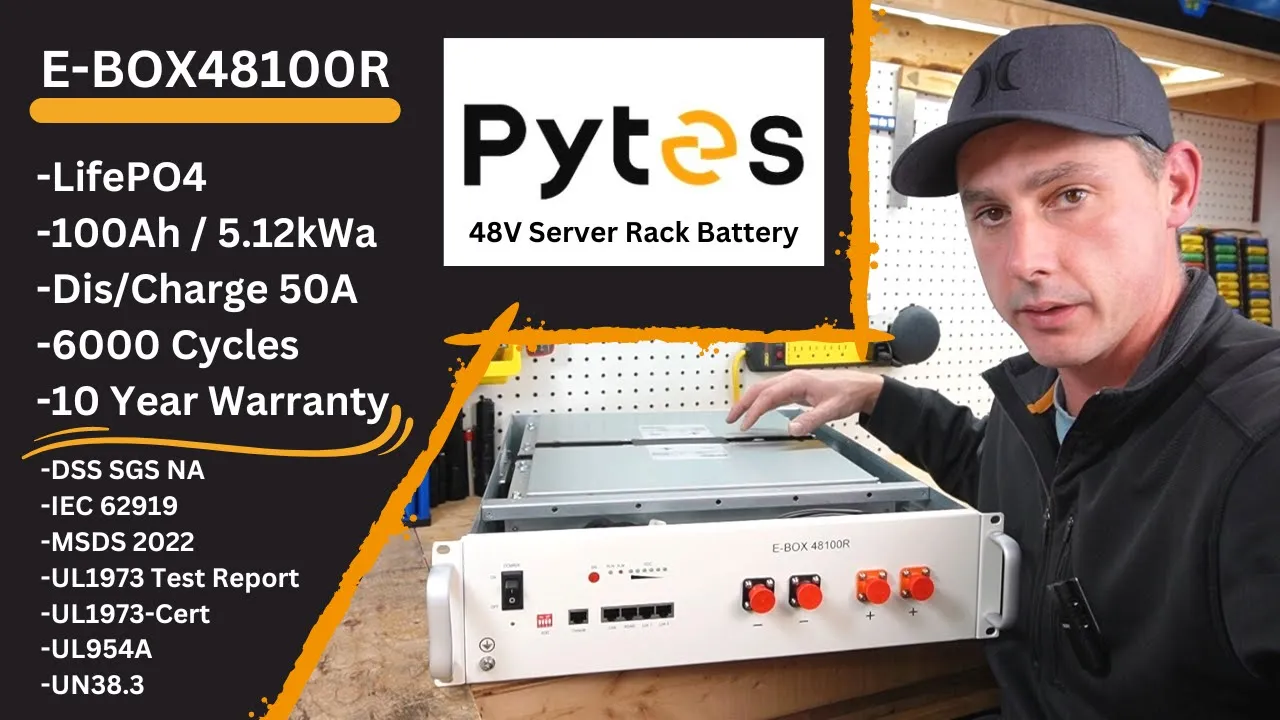 Pytes E-BOX 48 V (51,2 V) akumulator do szafy serwerowej 5,12 kWh 100 Ah LiFePO4